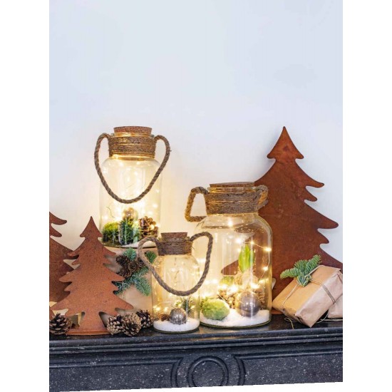 Deko Glas mit LED Belleuchtung  - Höhe 21,5 cm