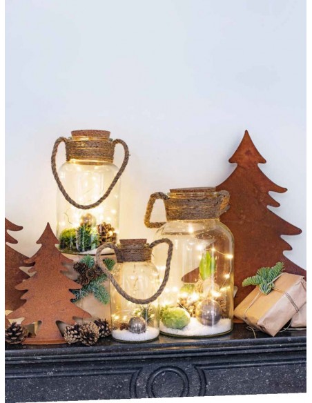 Deko Glas mit LED Belleuchtung  - Höhe 21,5 cm