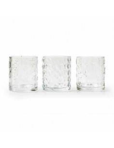 Deko Glas Windlicht in Weihnachtlichem Muster- Höhe 10 cm
