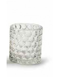 Deko Windlicht mit rundem Glasmuster - Höhe 10 cm