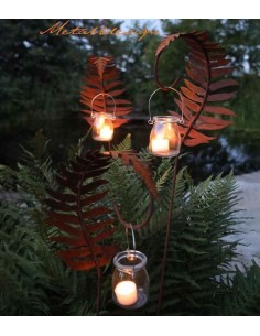 Gartenstecker als Farndeko  Laternenstab mit Windlicht für den Garten 2