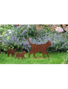 Gartendeko Katze - Katzenmama mit Kinder im Set