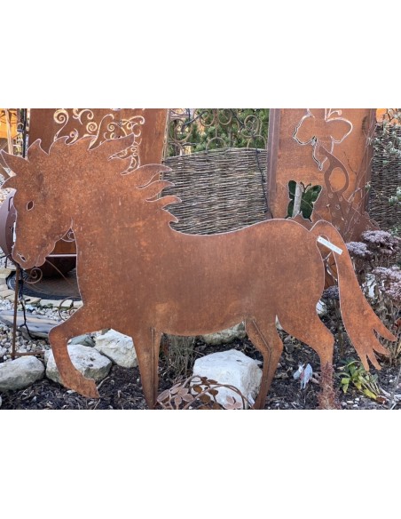 Dekofigur Pferd aus Metall mit Corten stahl Optik