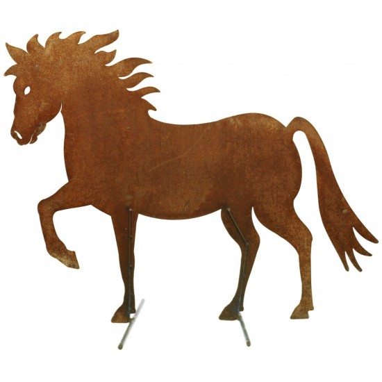 Dekofigur Pferd groß Metall aus Edelrost als Gartendeko Rost