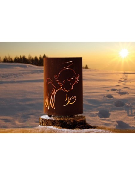 Windlicht Engel - Engelsflügel Kerzenhalter Windlicht betender Engel Edelrost  Höhe 39 cm Schönes betender Engel Windlicht aus M