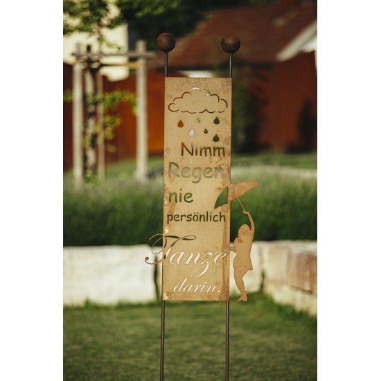 Gartenstecker "Nimm den Regen" -  Höhe 205 cm