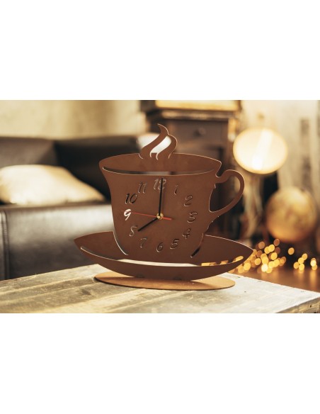 Uhr Kaffetasse auf Platte - Höhe 33 cm