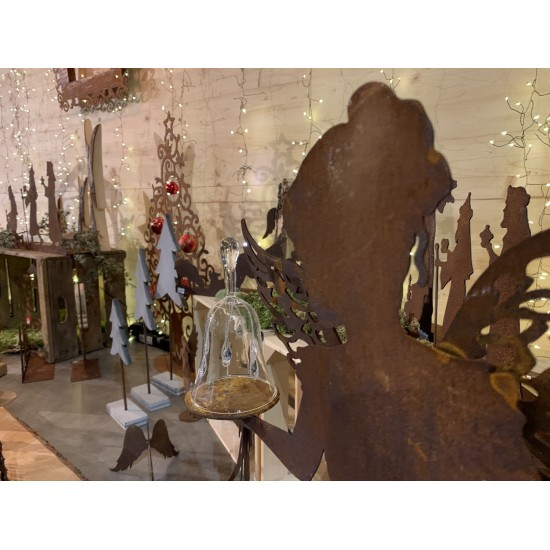 Dekofigur Engel Lea mit aufgesetzten Flügel und Platte in Hand - Höhe 56 cm