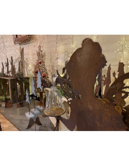 Dekofigur Engel Lea mit aufgesetzten Flügel und Platte in Hand - Höhe 56 cm