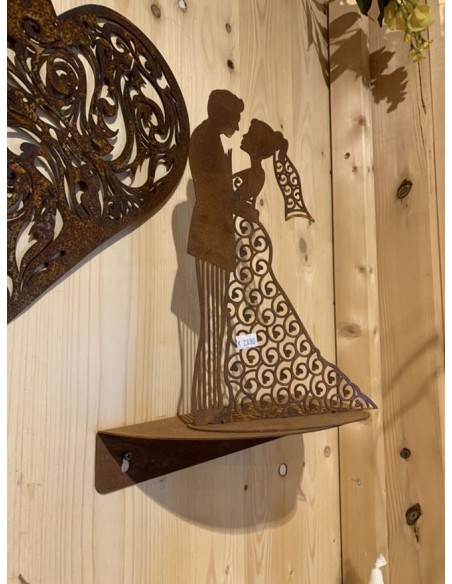 stabiles Wandregal halbrund gebogen aus Metall mit Rost - 30 cm breit