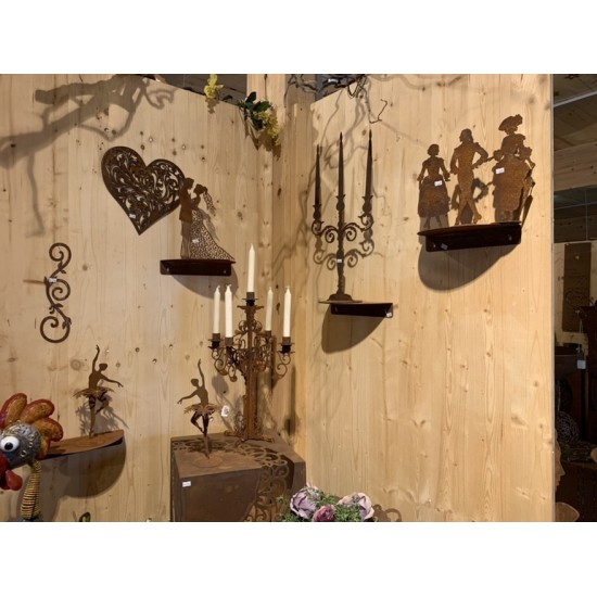 stabiles Wandregal halbrund gebogen aus Metall mit Rost - 30 cm breit