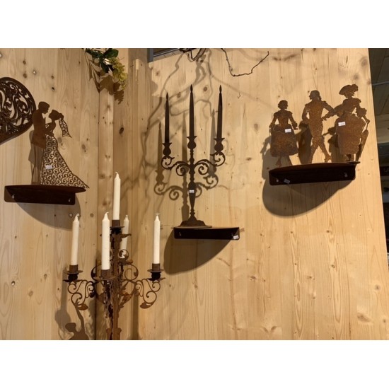 stabiles Wandregal halbrund gebogen aus Metall mit Rost - 30 cm breit