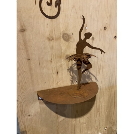 stabiles Wandregal halbrund gebogen aus Metall mit Rost - 30 cm breit