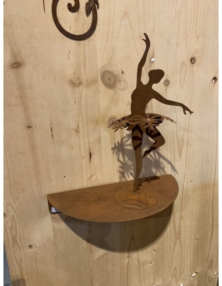 stabiles Wandregal halbrund gebogen aus Metall mit Rost - 30 cm breit