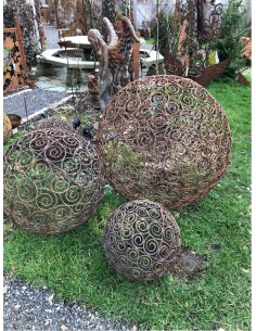 D=30cm Zen Man Edelrost Gartenkugel aus Metall Rost Gartendeko Garten Dekokugel Rost