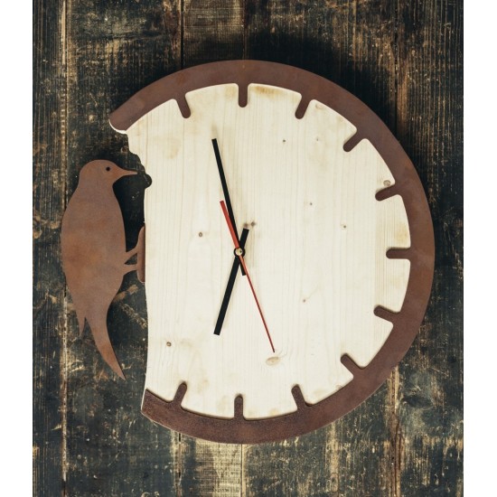 Wanduhr mit pickendem Specht - lustige Küchenuhr