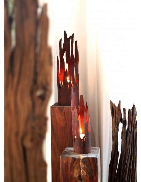 Windlicht Treibholz -klein 43 cm - Edelrost Windlicht 