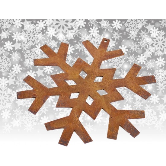 Gartendeko Rost Christbaumschmuck Flocke 1, klein, - eckig Ø 8 cm Edelrost 