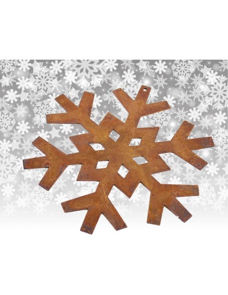 Gartendeko Rost Christbaumschmuck Flocke 1, klein, - eckig Ø 8 cm Edelrost 