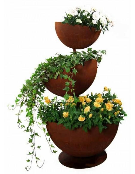 Halbkugel Pflanzturm Topsy Truvy - Höhe 95 cm -  Pflanzgefäß Edelrost