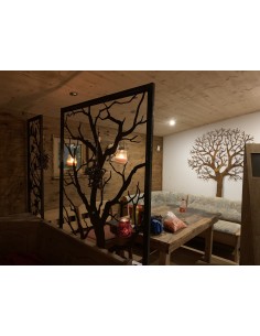 Sichtschutzwand Baum und Äste zum Beleuchten aus Edelrost 2