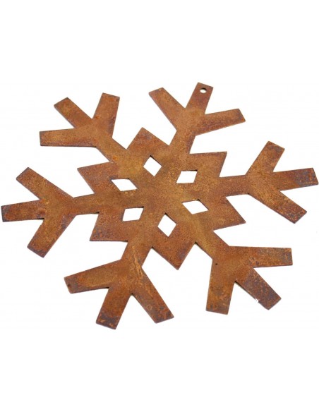 Gartendeko Rost Christbaumschmuck Flocke 1, klein, - eckig Ø 8 cm Edelrost 