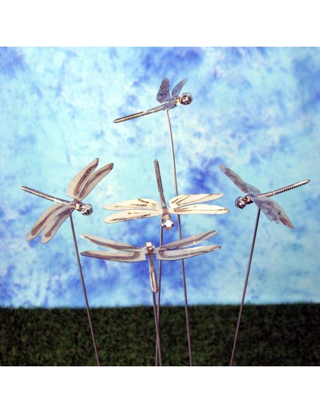 Gartenstecker Libelle aus Edelstahl Länge 75 cm - besondere Deko für den Garten