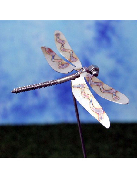 Gartenstecker Libelle aus Edelstahl Länge 75 cm - besondere Deko für den Garten