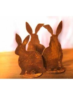 Rost Hasen 4er Set - 4 Stück Edelrost Hase als Gartendeko oder Wohndeko geeignet