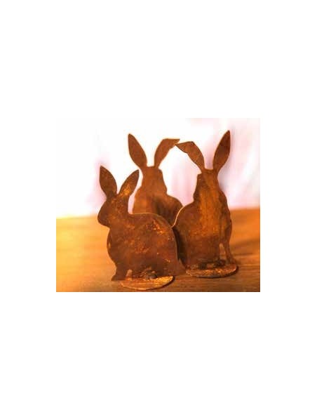 Rost Hasen 4er Set - 4 Stück Edelrost Hase als Gartendeko oder Wohndeko geeignet