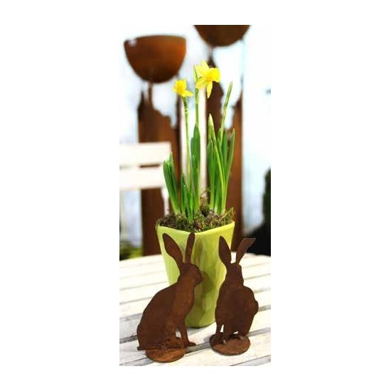 Rost Hasen 4er Set - 4 Stück Edelrost Hase als Gartendeko oder Wohndeko geeignet