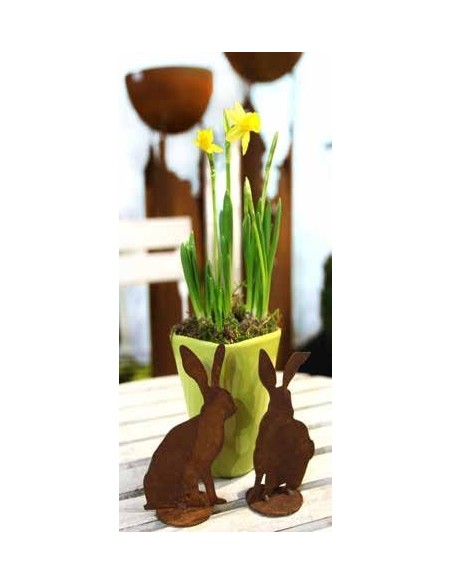Rost Hasen 4er Set - 4 Stück Edelrost Hase als Gartendeko oder Wohndeko geeignet