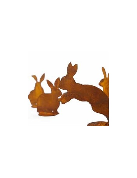 Rost Hasen 4er Set - 4 Stück Edelrost Hase als Gartendeko oder Wohndeko geeignet
