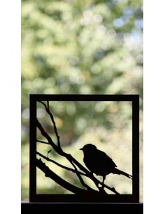 Edelrost Vogelbild 23 x 23 cm auf Platte 2