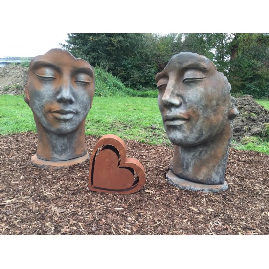 Steinfigur Gesicht Mann -  Rosteffekt 115 cm hoch 145 kg schwer