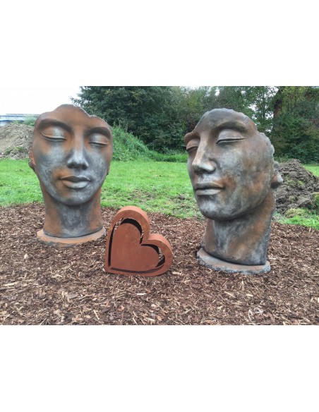 Steinfigur Gesicht Mann -  Rosteffekt 115 cm hoch 145 kg schwer