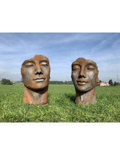 Steinguss Kunstobjekt: Gesicht "Mann", 115 cm hoch inkl. Platte zur Montage145 kg schwer 2