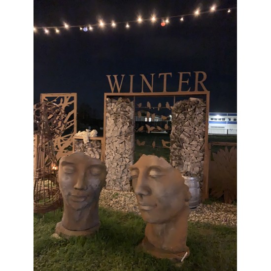 Steinfigur Gesicht Mann -  Rosteffekt 115 cm hoch 145 kg schwer