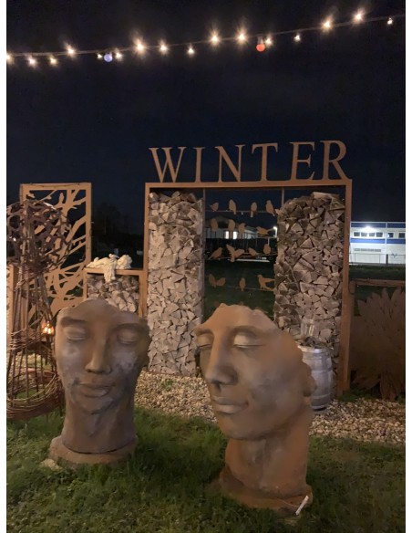 Steinfigur Gesicht Mann -  Rosteffekt 115 cm hoch 145 kg schwer