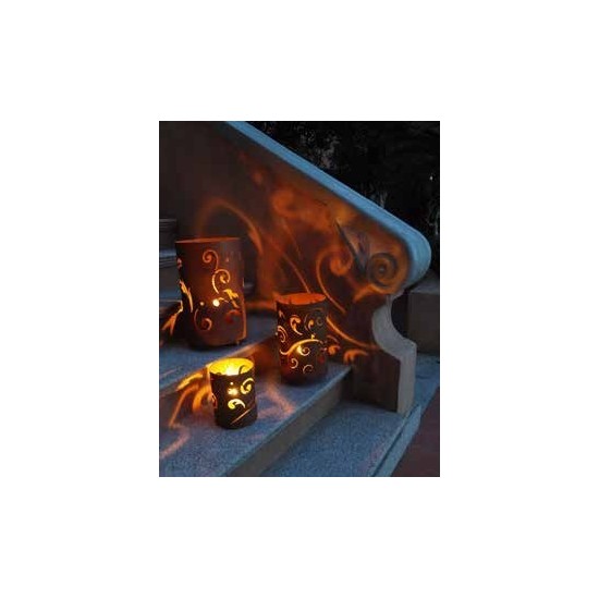 Edelrost Windlicht Barock 35 cm hoch