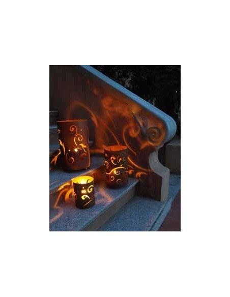 Edelrost Windlicht Barock 35 cm hoch