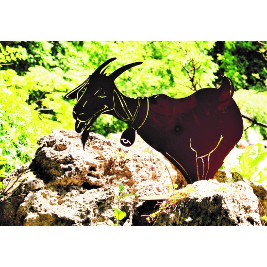 lustige Rost Ziege mit Glocke - groß - 59 cm hoch