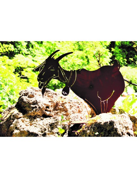 lustige Rost Ziege mit Glocke - groß - 59 cm hoch