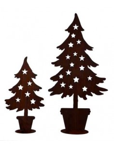 Deko Tanne im Topf mit Sternen - Metall Weihnachtsbaum 100 cm hoch