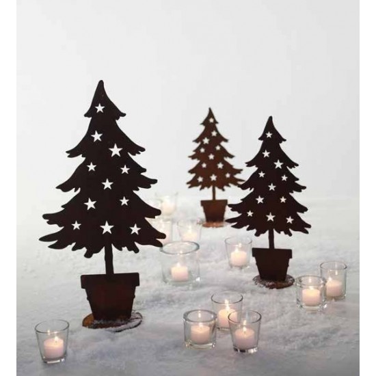 Deko Tanne im Topf mit Sternen - Metall Weihnachtsbaum 100 cm hoch