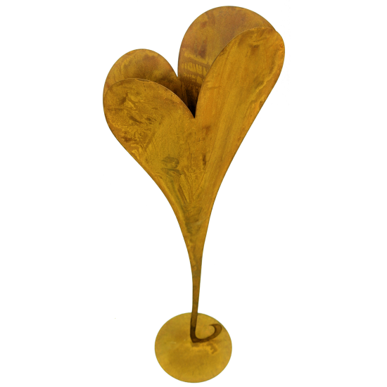 Edelrost Herzständer XXL 132 cm hoch zum Bepflanzen auf Platte