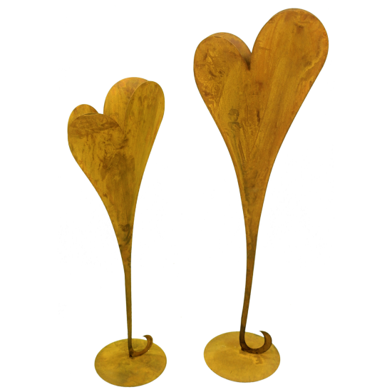 Edelrost Herzständer XXL 132 cm hoch zum Bepflanzen auf Platte