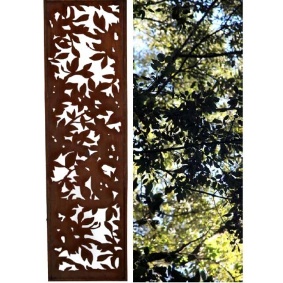 Blattwerk Sichtschutzwand Metall schmal, mit Umrandung, Höhe 200cm, Breite 50cm