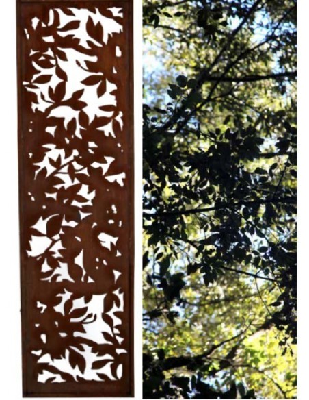 Blattwerk Sichtschutzwand Metall schmal, mit Umrandung, Höhe 200cm, Breite 50cm