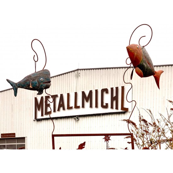 Deko Fisch groß 84 cm lang  z. Hängen bunt angemalt - Fisch aus Blech